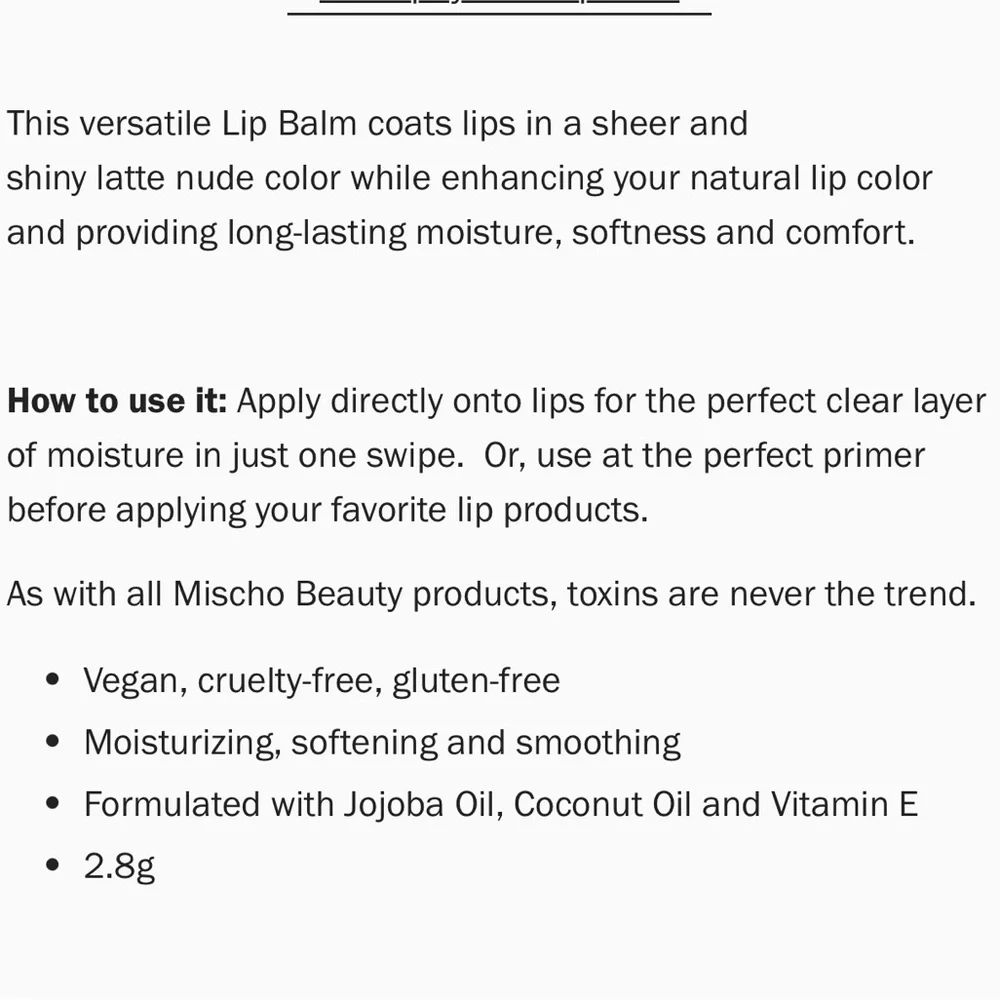 Mischo Beauty Sheer Lip Shine + Lip Balm in Worthy